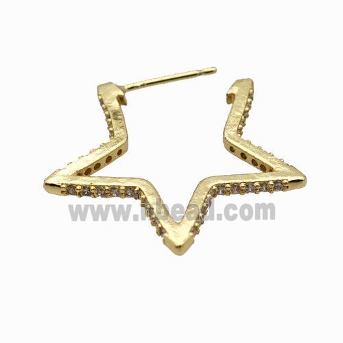 Copper Star Earring Studs Pave Zirconia Gold Plated