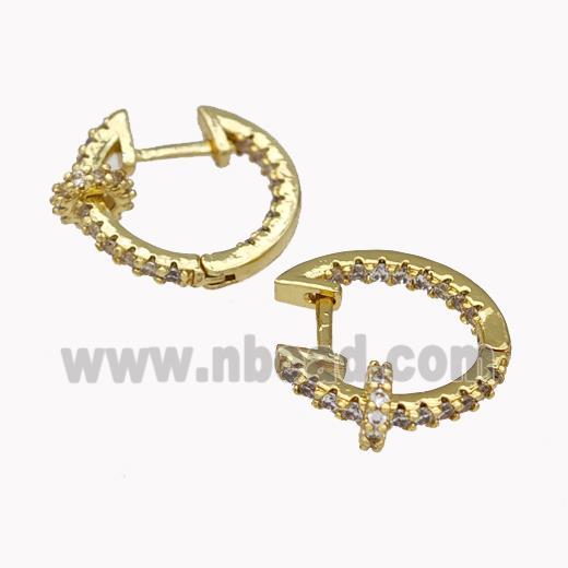 Copper Latchback Earrings Pave Zirconia Gold Plated