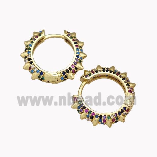 Copper Hoop Earrings Pave Zirconia Gold Plated