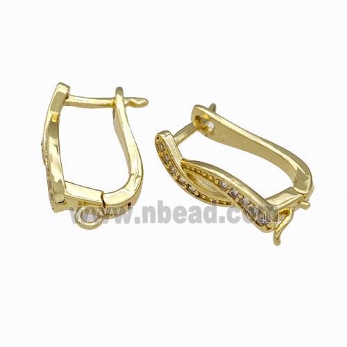 Copper Latchback Earrings Pave Zirconia Gold Plated