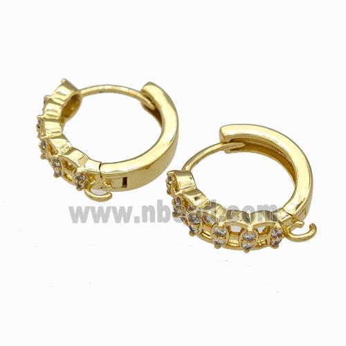 Copper Hoop Earrings Pave Zirconia Gold Plated