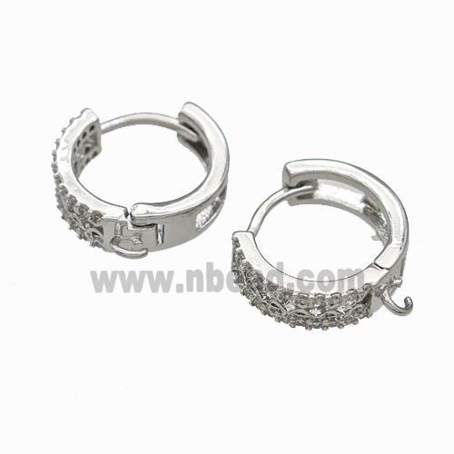 Copper Hoop Earrings Pave Zirconia Platinum Plated