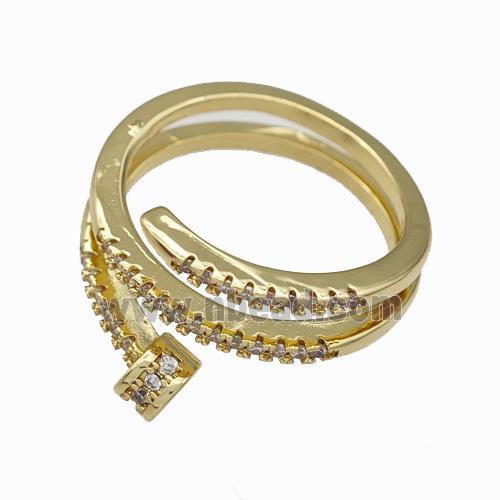 Copper Rings Pave Zirconia Gold Plated