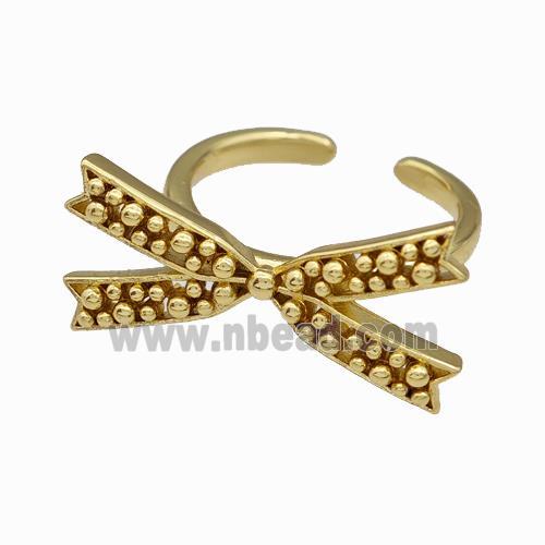 Copper Bow Rings Pave Zirconia Gold Plated