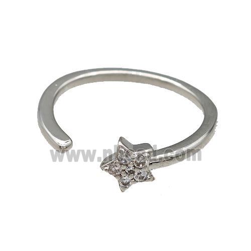 Copper Star Rings Pave Zirconia Platinum Plated