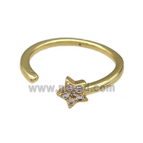 Copper Star Rings Pave Zirconia Gold Plated