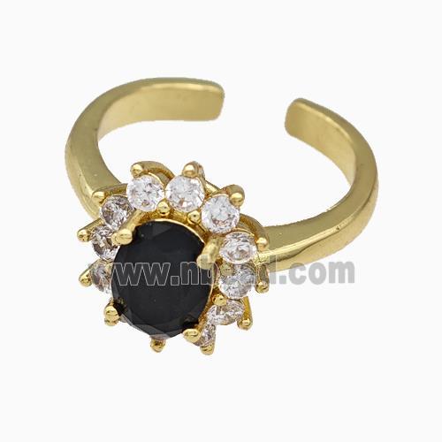 Copper Flower Rings Pave Zirconia Gold Plated