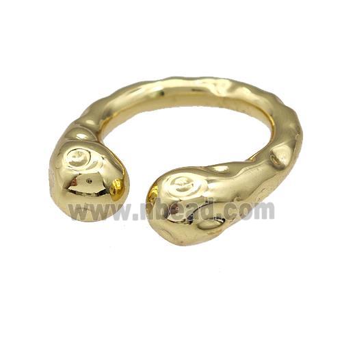 Copper Snake Rings Hammered Gold Plated