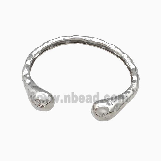 Copper Snake Bangle Hammered Platinum Plated