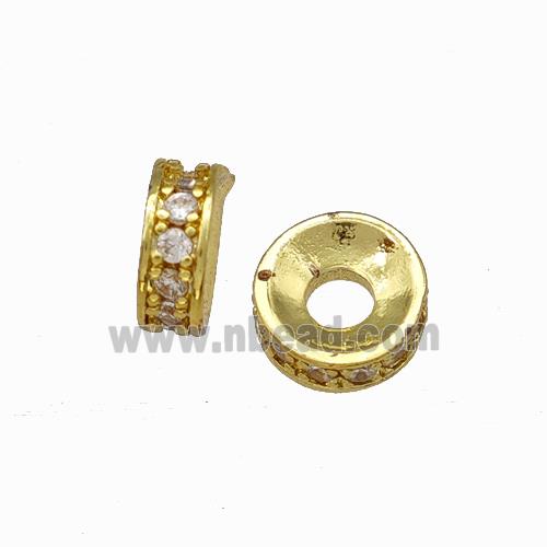 Copper Heishi Spacer Beads Pave Zirconia Gold Plated