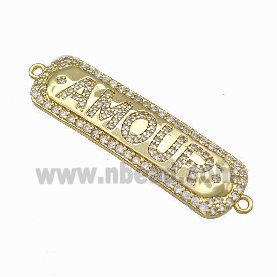 Copper AMOUR Connector Pave Zirconia Gold Plated