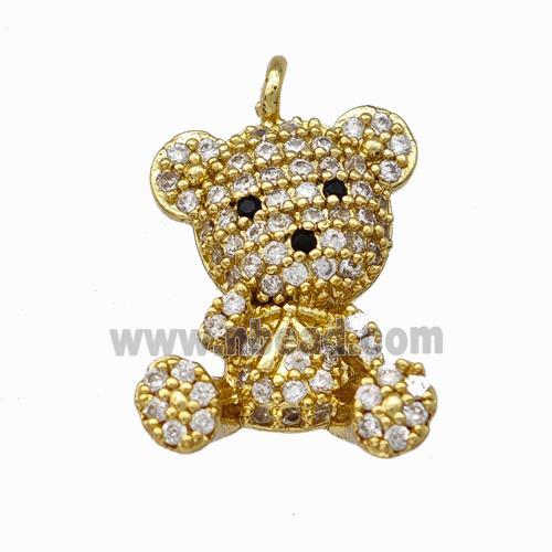 Copper Bear Pendant Pave Zirconia Gold Plated