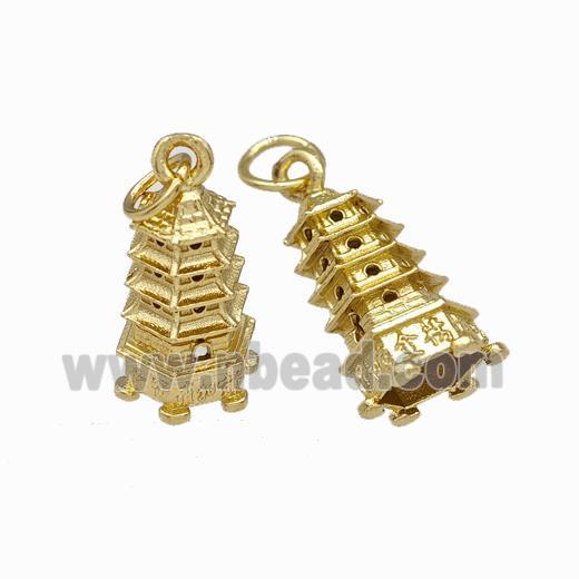 Tower Charms Copper Pendant Gold Plated