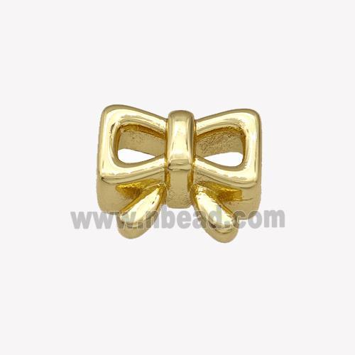 Copper Bow Beads 2Holes Gold Plated