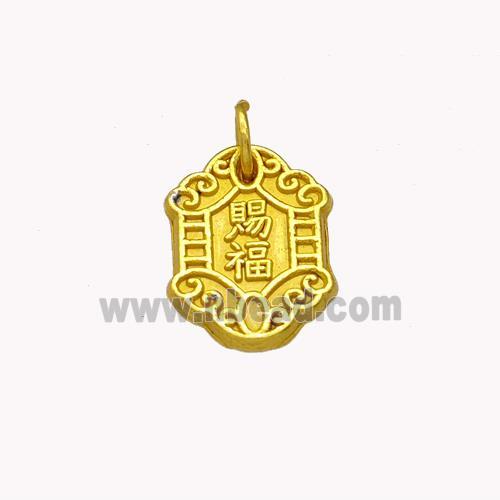 Copper Pendant Chinese Lucky Amulet Gold Plated