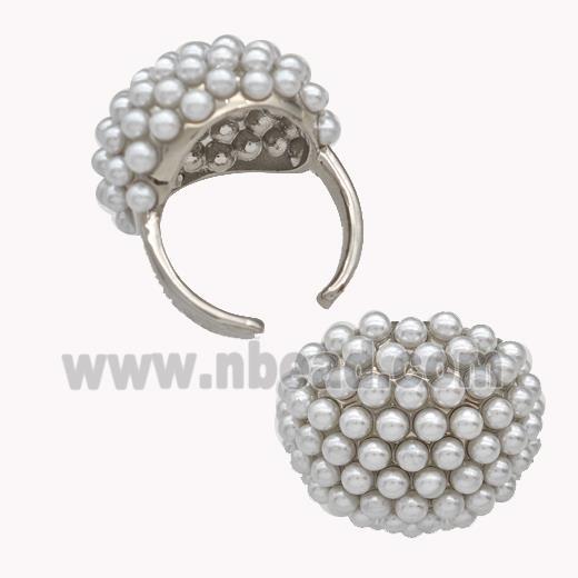 Copper Rings Pave Zirconia Pearlized Resin Platinum Plated