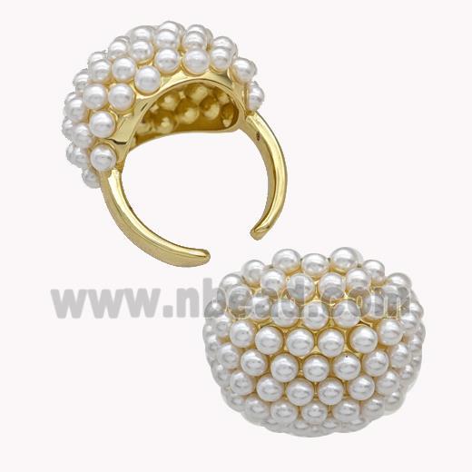 Copper Rings Pave Zirconia Pearlized Resin Gold Plated