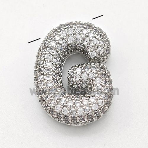 Copper Letter-G Pendant Micro Pave Zirconia Platinum Plated