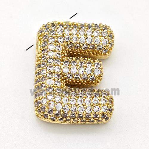 Copper Letter-E Pendant Micro Pave Zirconia Gold Plated