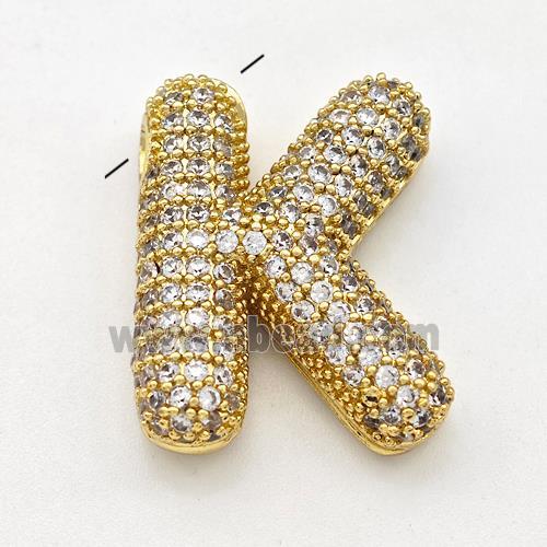 Copper Letter-K Pendant Micro Pave Zirconia Gold Plated