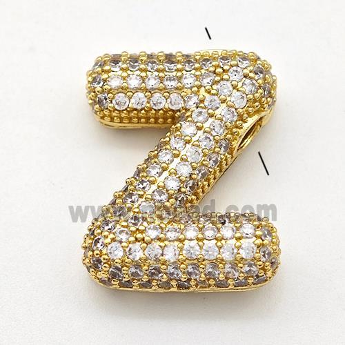 Copper Letter-Z Pendant Micro Pave Zirconia Gold Plated