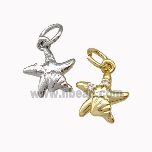 Copper StarFish Pendant Pave Zirconia Mixed