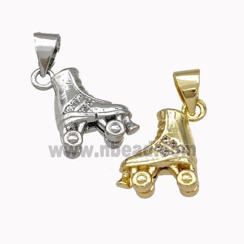 Ice Roller Skates Charms Copper Shoes Pendant Pave Zirconia Mixed