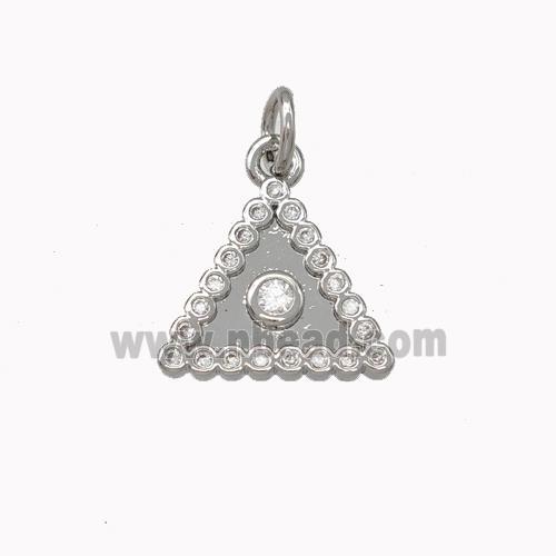 Copper Triangle Pendant Micro Pave Zirconia Platinum Plated