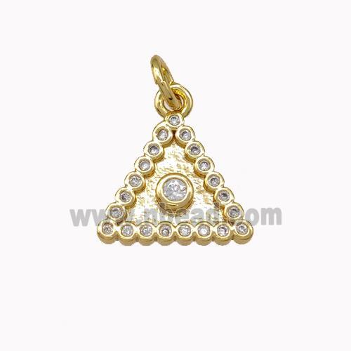 Copper Triangle Pendant Micro Pave Zirconia Gold Plated