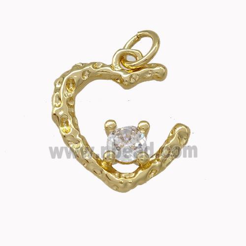 Copper Heart Pendant Pave Zirconia Gold Plated