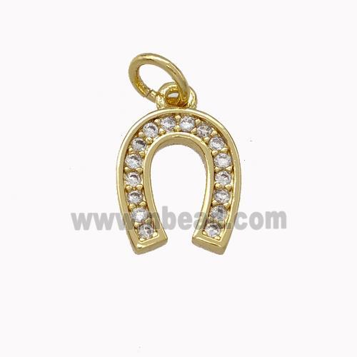 Copper Horseshoe Pendant Micro Pave Zirconia Gold Plated