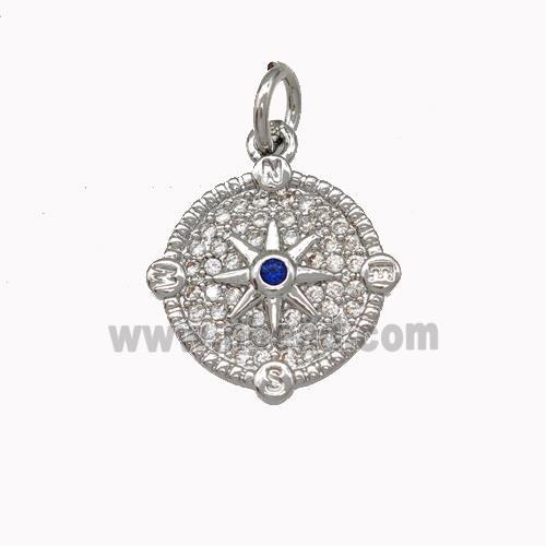 Copper Star Pendant Micro Pave Zirconia Coin Platinum Plated