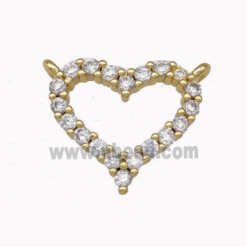 Copper Heart Pendant Micro Pave Zirconia 2loops Gold Plated