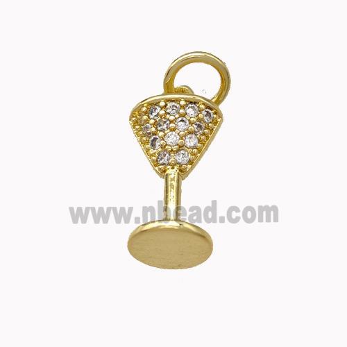 Wine Glass Charms Copper Goblet Pendant Micro Pave Zirconia Cup Gold Plated