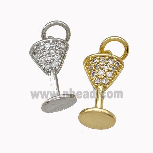 Wine Glass Charms Copper Goblet Pendant Micro Pave Zirconia Cup Mixed