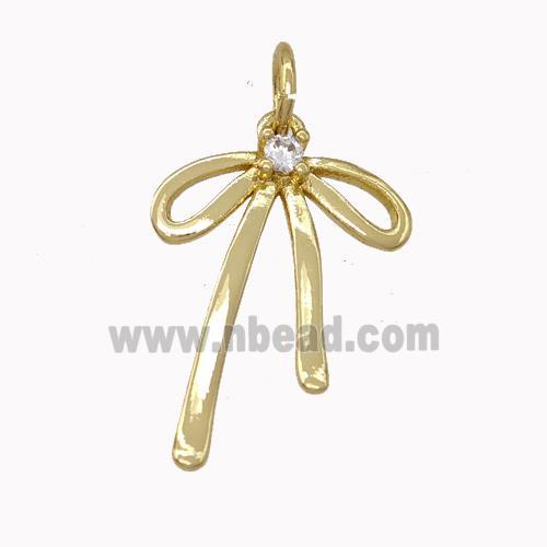 Copper Bow Pendant Pave Zirconia Gold Plated