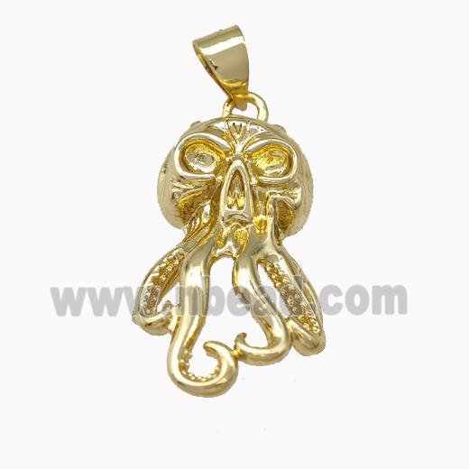 Octopus Charms Copper Pendant Gold Plated