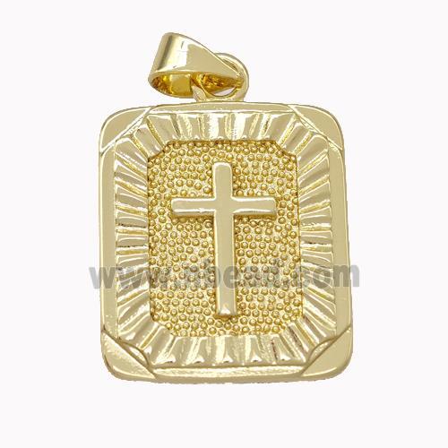 Copper Cross Pendant Rectangle Gold Plated