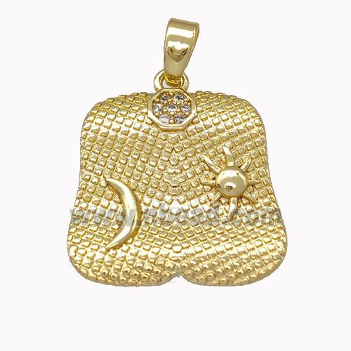 Moon Sun Charms Copper Pendant Pave Zirconia Gold Plated