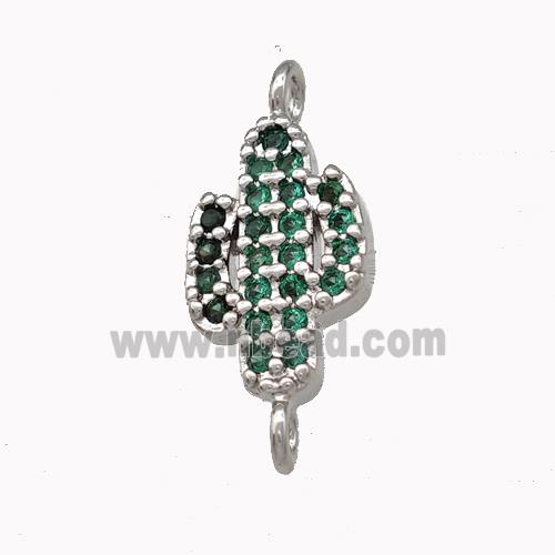 Copper Cactus Connector Pave Zirconia Platinum Plated