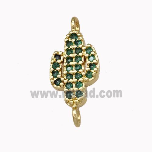 Copper Cactus Connector Pave Zirconia Gold Plated