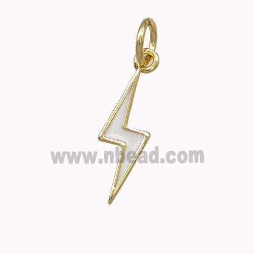 Lightning Charms Copper Pendant White Enamel Gold Plated