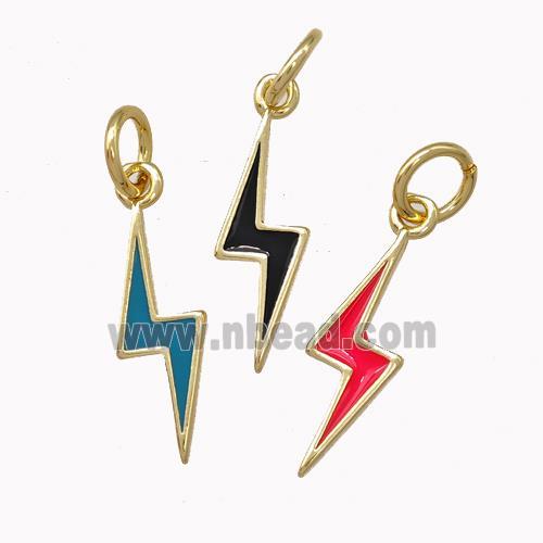 Lightning Charms Copper Pendant Enamel Gold Plated Mixed