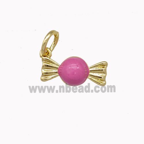 Candy Charms Copper Pendant Pink Enamel Gold Plated