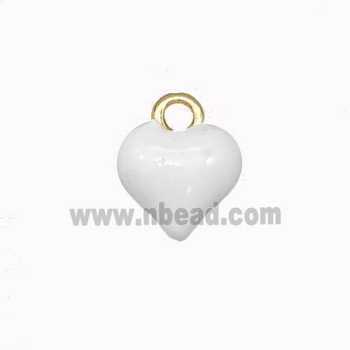 Copper Heart Pendant White Enamel Gold Plated