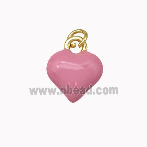 Copper Heart Pendant Pink Enamel Gold Plated