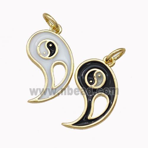 Copper Yinyang Charms Pendant Taichi Enamel Gold Plated Mixed