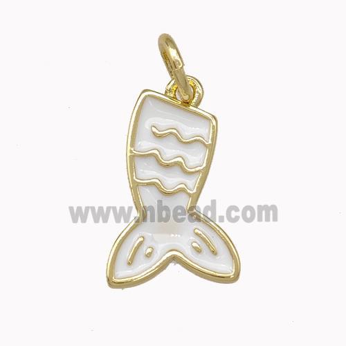 Mermaid Tail Charms Copper Pendant White Enamel Gold Plated