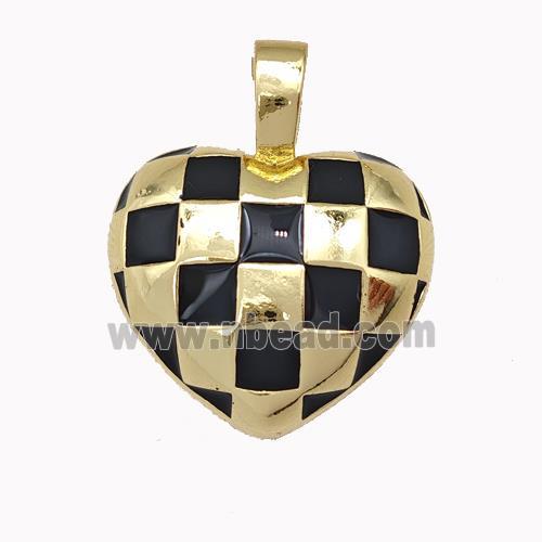 Copper Heart Pendant Black Enamel Gold Plated