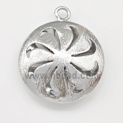 Hot Wheels Charms Copper Coin Pendant Brushed Platinum Plated